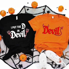 I Put the D in Devil Shirts For Couples Funny Matching Him & Her Halloween T-Shirts