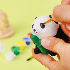 DIY Wooden Panda Painting Kit Hand Carved Craft Decor