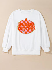 Halloween Pumpkin Patched Pattern Long Sleeve Sweatshirt