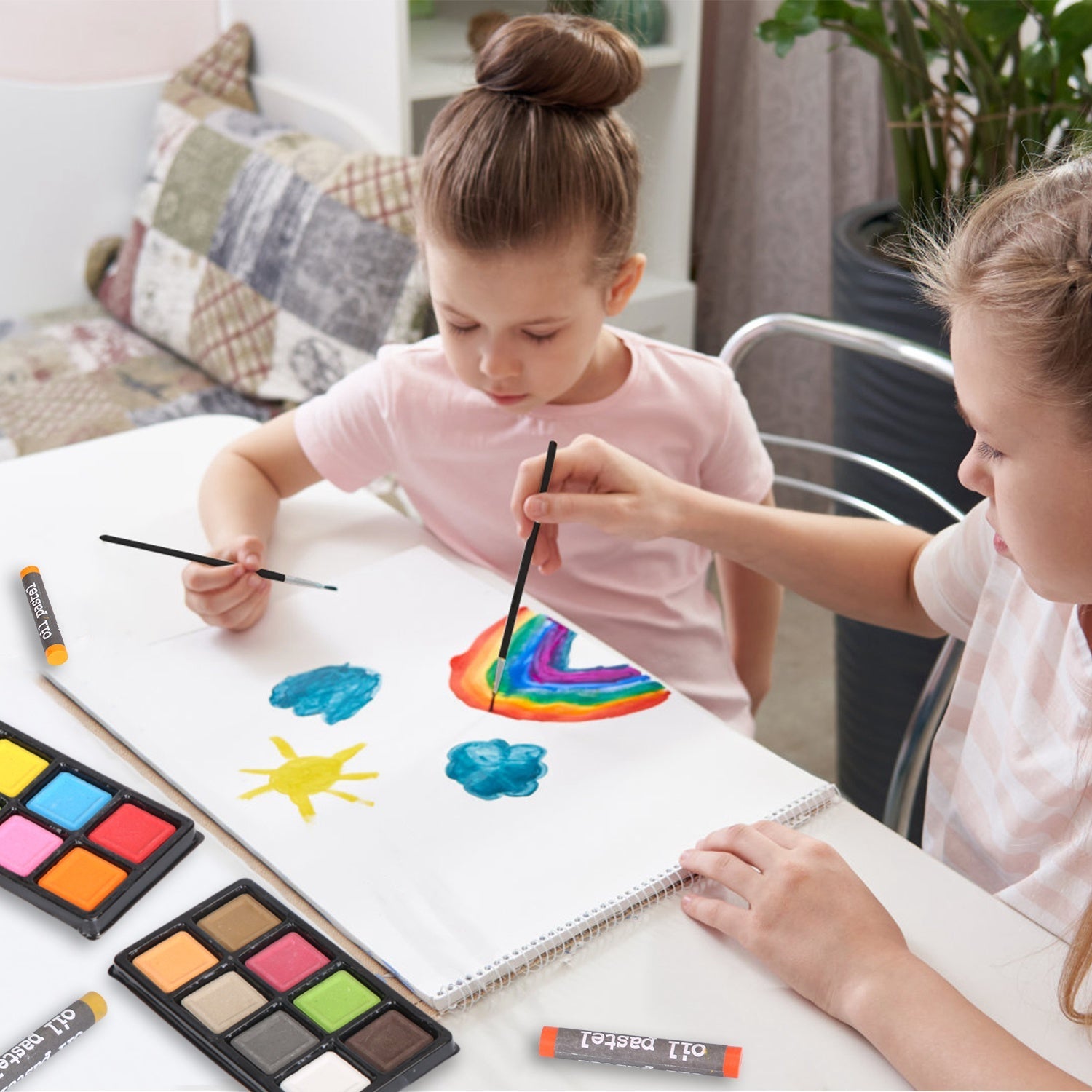 140Pcs Art Supplies With Colored Pencils Oil Pastels Crayons, Watercolor Cakes Brushes Sharpener Eraser In Elegant Wooden Box Professional Art Kit For