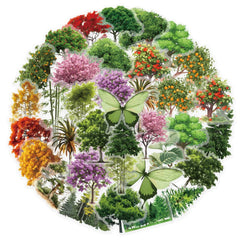 50pcs Forest Plant Stickers PET Nature Scrapbook Laptop Decor