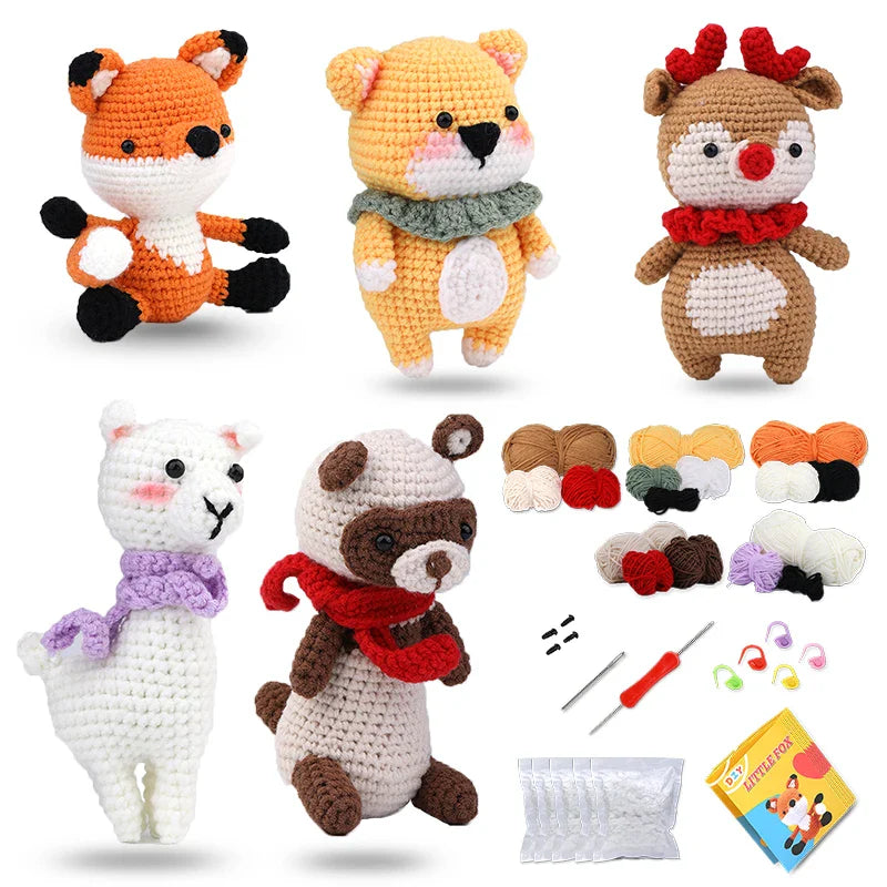 Beginner Crochet Animal Kit Yarn Tools Video Tutorial DIY