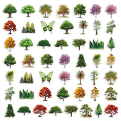 50pcs Forest Plant Stickers PET Nature Scrapbook Laptop Decor