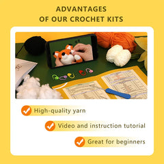 Beginner Crochet Animal Kit Yarn Tools Video Tutorial DIY