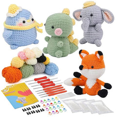 Beginner Crochet Animal Kit Yarn Tools Video Tutorial DIY