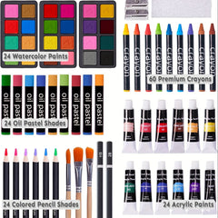 175 Piece Deluxe Art Set Wooden Case Crayons Paints