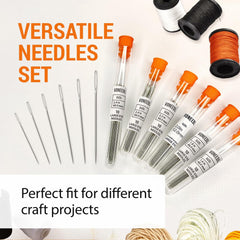 Large Eye Sharp Sewing Needles 6 Sizes 60 PCS Easy Thread