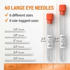 Large Eye Sharp Sewing Needles 6 Sizes 60 PCS Easy Thread