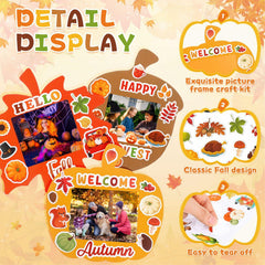 Memorywuu 36 Sets Thanksgiving DIY Crafts Kit Fall Photo Frames Pumpkin Leaf